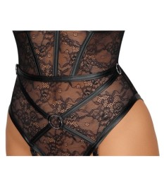 Straps-Body ouvert aus Spitze in Harness-Optik mit Handfesseln