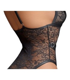 Straps-Body ouvert aus Spitze in Harness-Optik mit Handfesseln