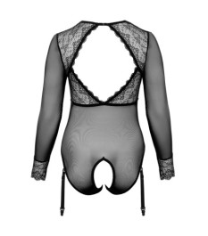 Body ouvert mit Strapsen, Powernet mit Spitzen-Einsätzen