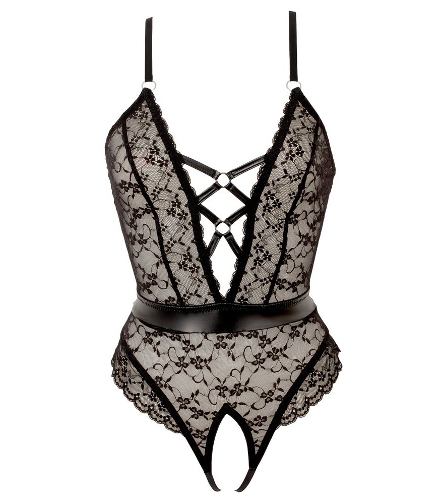 Ouvert-Body aus Spitze mit Mattlook-Details