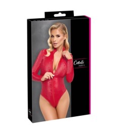 Body aus weichem Netz mit Strassbesatz in Längsstreifen-Optik