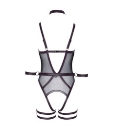 Body ouvert aus weichem Netz mit eingewebten Grafikmuster