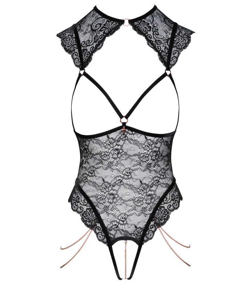 Ouvert-Body aus Spitze und Samt