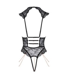 Ouvert-Body aus Spitze und Samt