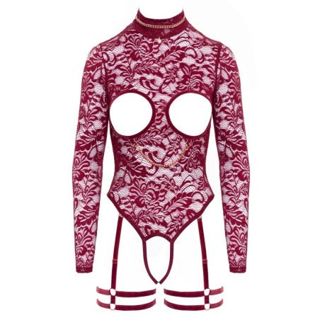 Ouvert-Body aus Spitze und Samt