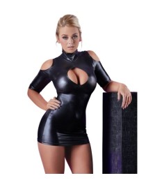 Kleid im Wetlook mit Cold-Shoulder-Cut-outs