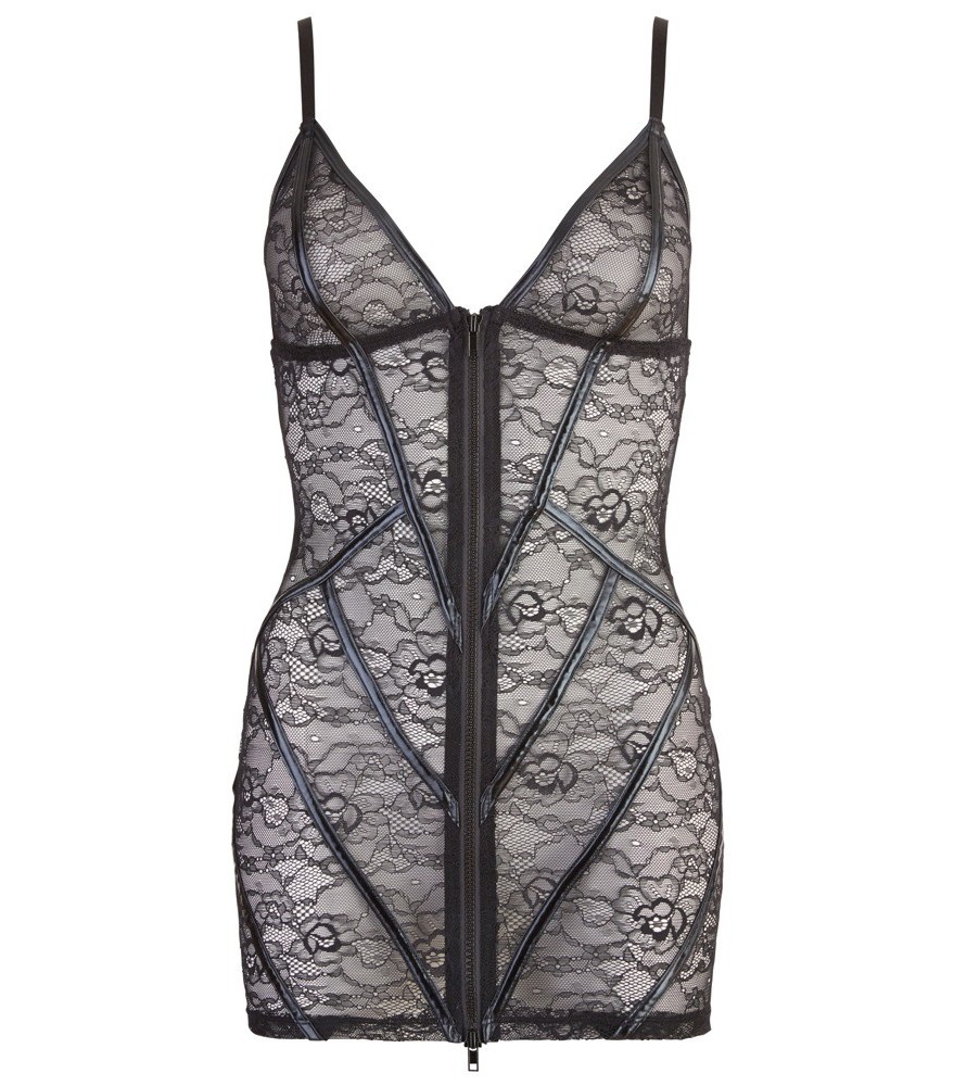 Kleid aus Spitze mit Wetlook-Details