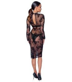 Kleid „Fucking Fabulous Exclusive“ aus Powernet mit Blüten-Samtflockprint