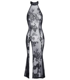 Kleid „Fucking Fabulous“ aus Powernet mit Blüten-Samtflockprint