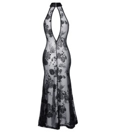 Kleid „Fucking Fabulous“ aus Powernet mit Blüten-Samtflockprint