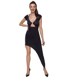 Kleid im Mattlook mit Strumpfhaltern