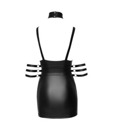 Kleid im Mattlook mit Halsband und 3fach-Gürtel