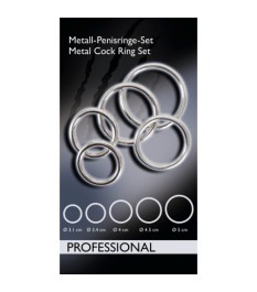 5-teiliges Set „Professional“ mit Penis-/Hodenringen aus Carbonstahl