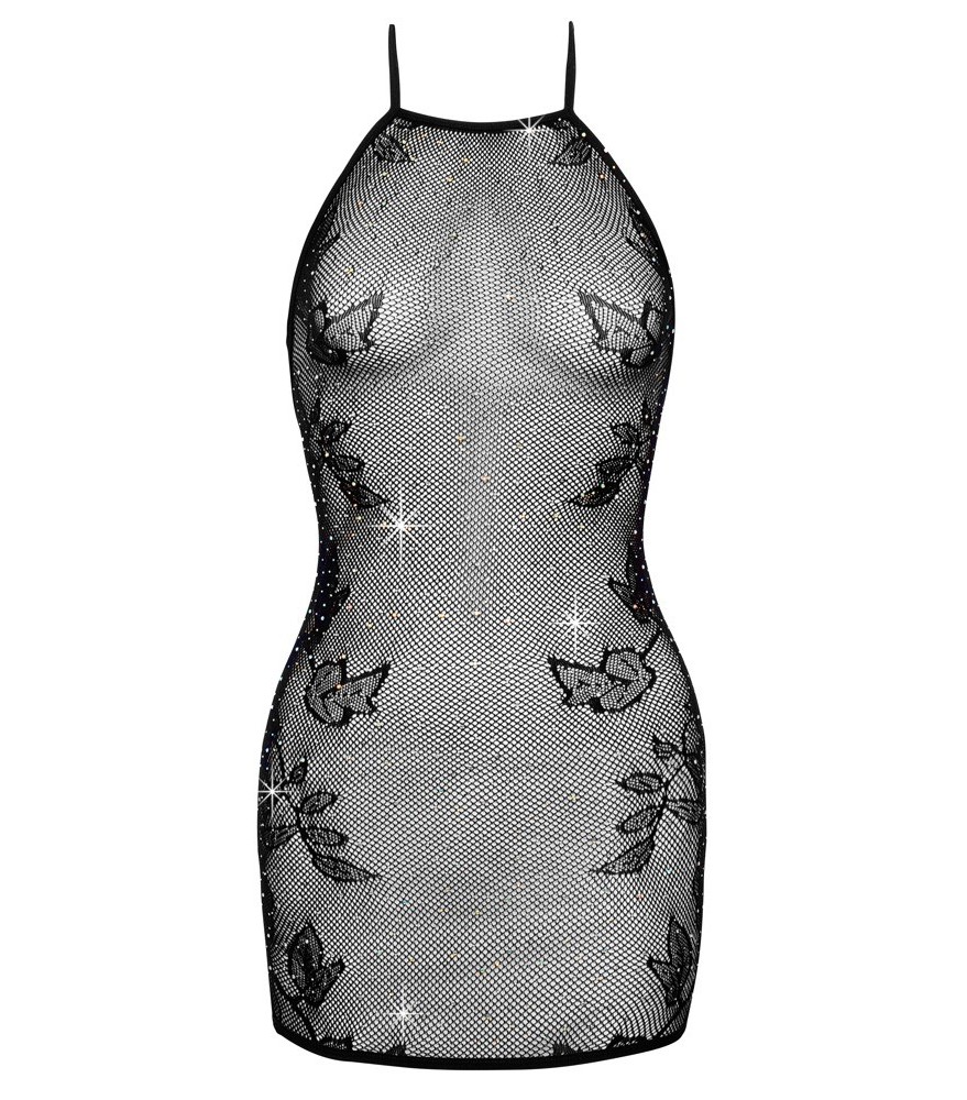 Kleid aus weichem Netz mit Allover-Strassbesatz