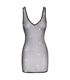 Netz-Minikleid mit Allover-Strassbesatz