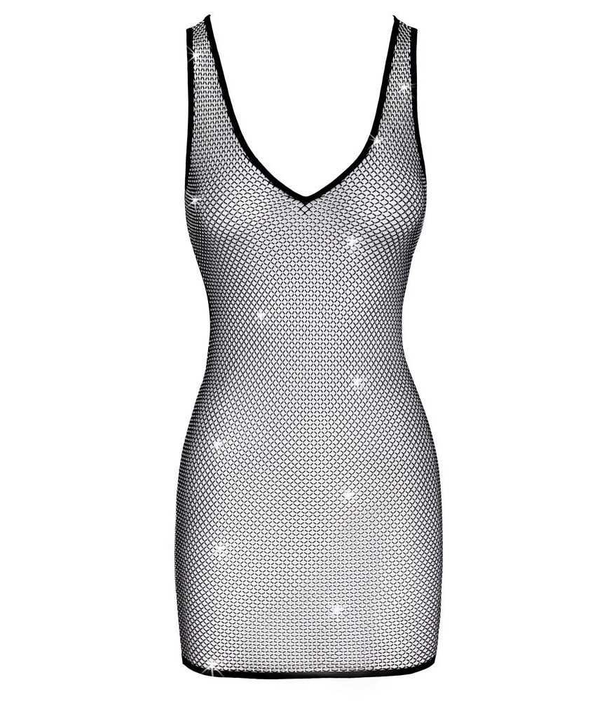 Netz-Minikleid mit Allover-Strassbesatz