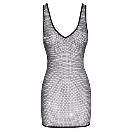 Netz-Minikleid mit Allover-Strassbesatz