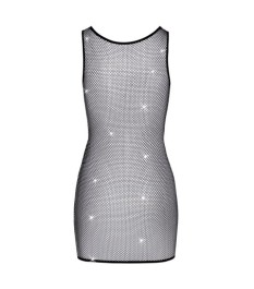 Netz-Minikleid mit Allover-Strassbesatz
