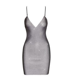 Netz-Minikleid mit Allover-Strassbesatz