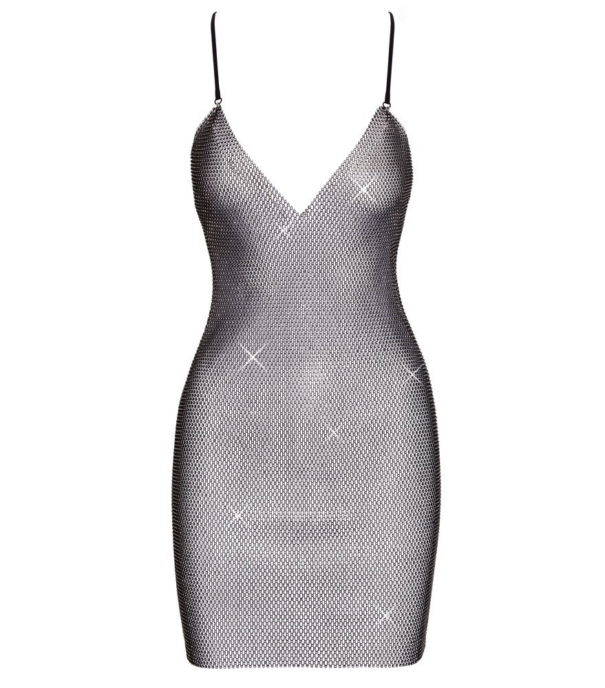 Netz-Minikleid mit Allover-Strassbesatz