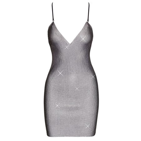 Netz-Minikleid mit Allover-Strassbesatz