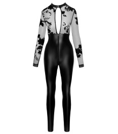 Overall „Libido Exclusive“ im Powerwetlook mit Stretchtüll-Oberteil