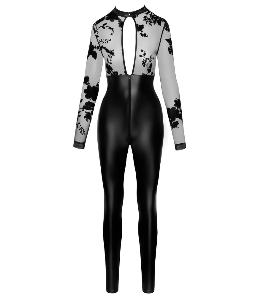 Overall „Libido Exclusive“ im Powerwetlook mit Stretchtüll-Oberteil