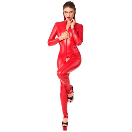 Ouvert-Overall im roten Powerwetlook