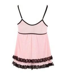 Babydoll plus String aus doppellagigem Powernet mit Spitze