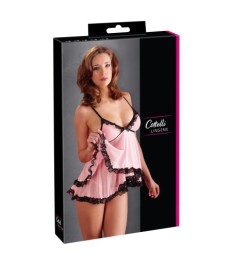 Babydoll plus String aus doppellagigem Powernet mit Spitze