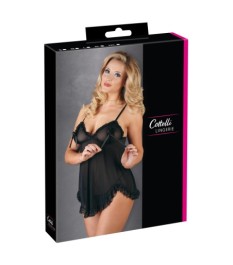 Babydoll plus String, mit geschlitzten Cups und Cut-out am Rücken