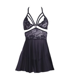 Kleid plus String aus Spitze und Powernet