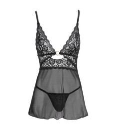 Babydoll plus String aus Powernet und Spitze