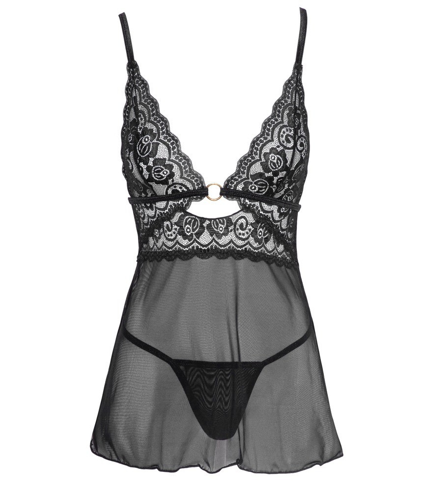 Babydoll plus String aus Powernet und Spitze