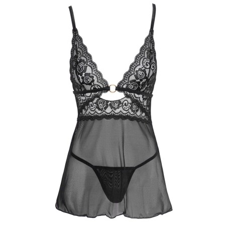 Babydoll plus String aus Powernet und Spitze