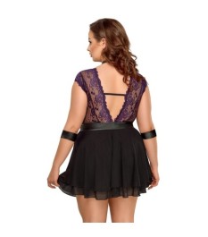 Overall „Libido Exclusive“ im Powerwetlook mit Stretchtüll-Oberteil