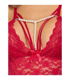 Negligé aus elastischer Spitze inklusive String