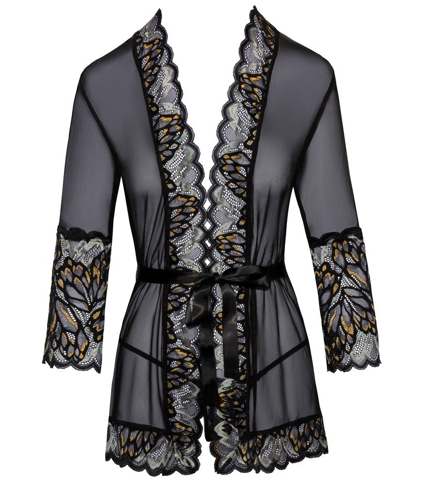 Kimono mit Effektspitze und Bindegürtel