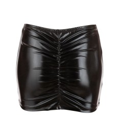Minirock im Wetlook mit Raffungen am Po, dehnbar