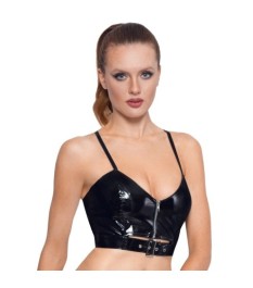 Top aus Lack mit Front-Reißverschluss