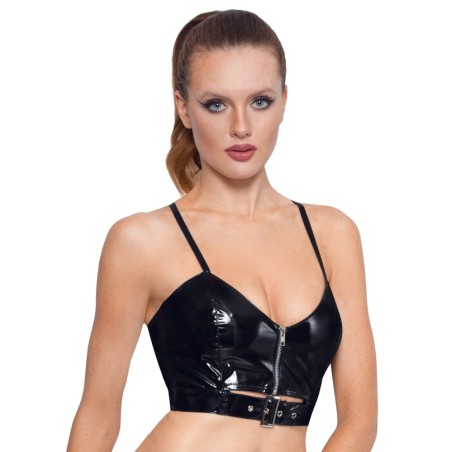 Top aus Lack mit Front-Reißverschluss