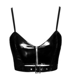 Top aus Lack mit Front-Reißverschluss