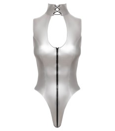 Body aus Lack mit 2-Wege-Reißverschluss vom Dekolleté bis über den Po