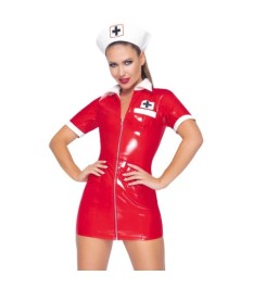 Kleid plus Haube aus Lack im Krankenschwester-Look
