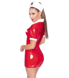 Kleid plus Haube aus Lack im Krankenschwester-Look