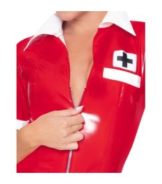 Kleid plus Haube aus Lack im Krankenschwester-Look