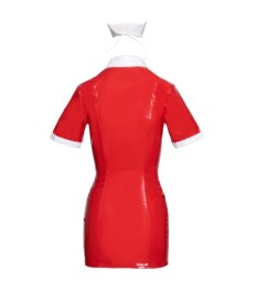 Kleid plus Haube aus Lack im Krankenschwester-Look