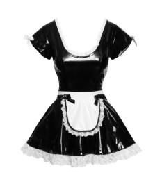 Kleid aus Lack mit Spitzendetails