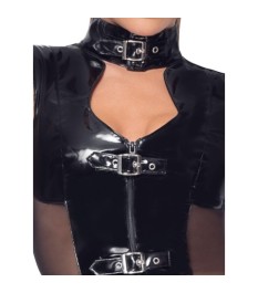 Kleid aus Lack mit seitlichen Stretch-Netzeinsätzen