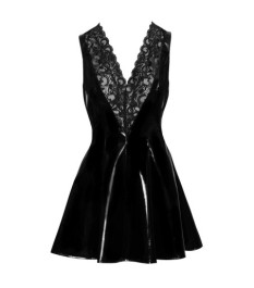 Kleid aus Lack mit tiefem Spitzen-Dekolleté